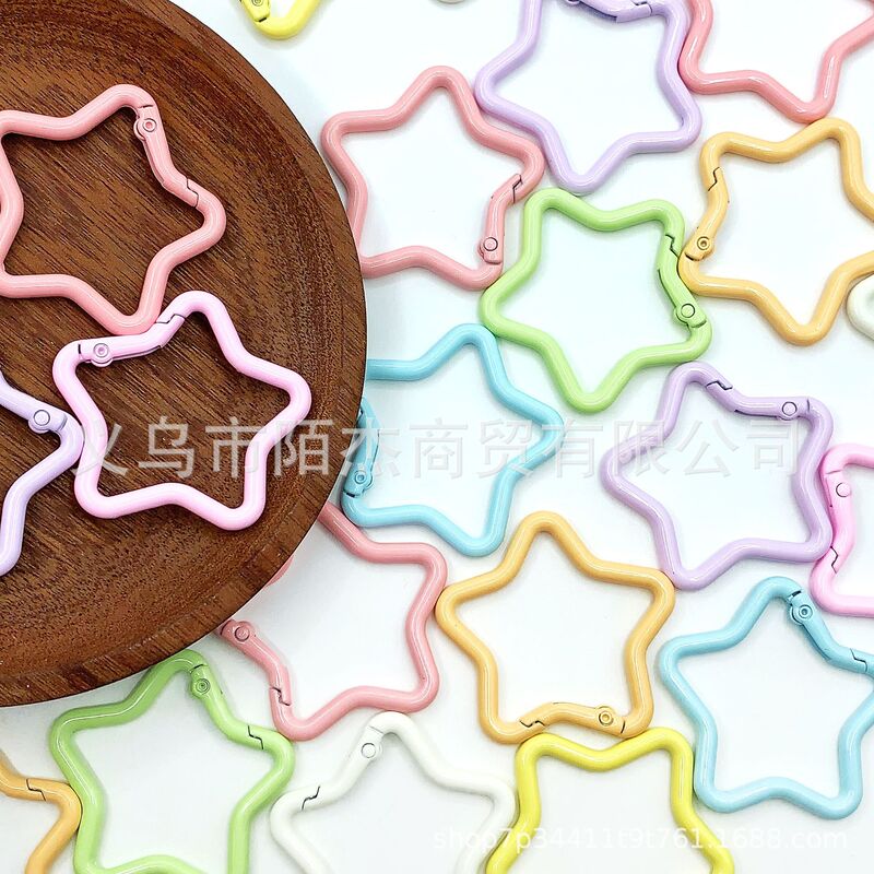 彩色五角星弹簧扣饰品diy钥匙扣配件简约百搭挂件开口环配饰批发|undefined