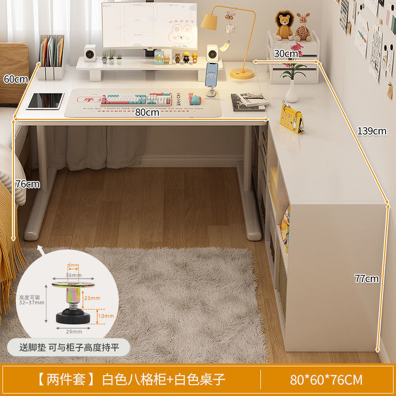 Escritorio de computadora, escritorio, estantería, escritorio en casa para estudiantes, escritorio de oficina de aprendizaje para niños, dormitorio en forma de L, niñas