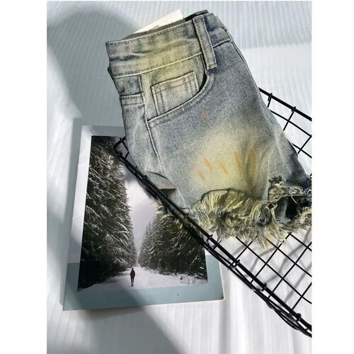 Retro Cowboy Fringe Shorts 2025 Summer Hot Girl Ins Hemmed Fitted Slimming High-Waisted Pants