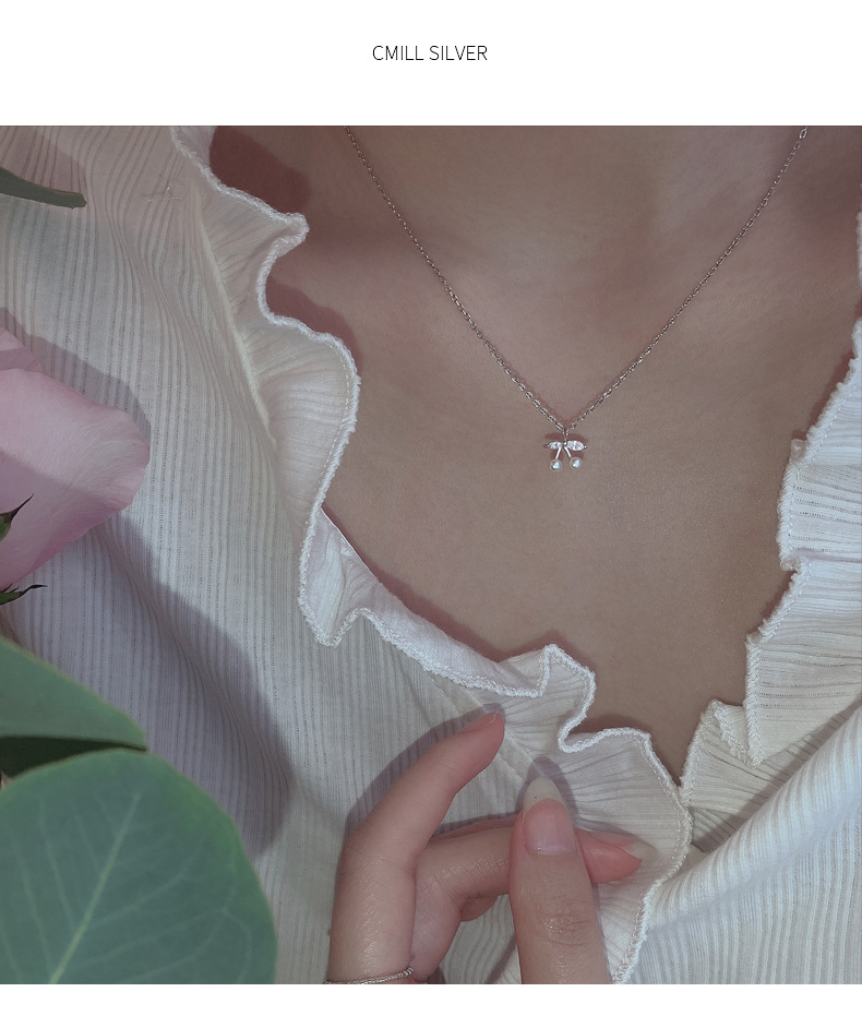 1 Piece Quantity 1 Piece 925 Sterling Silver Cherry 925 Sterling Silver Cable Chain Pendant Necklace