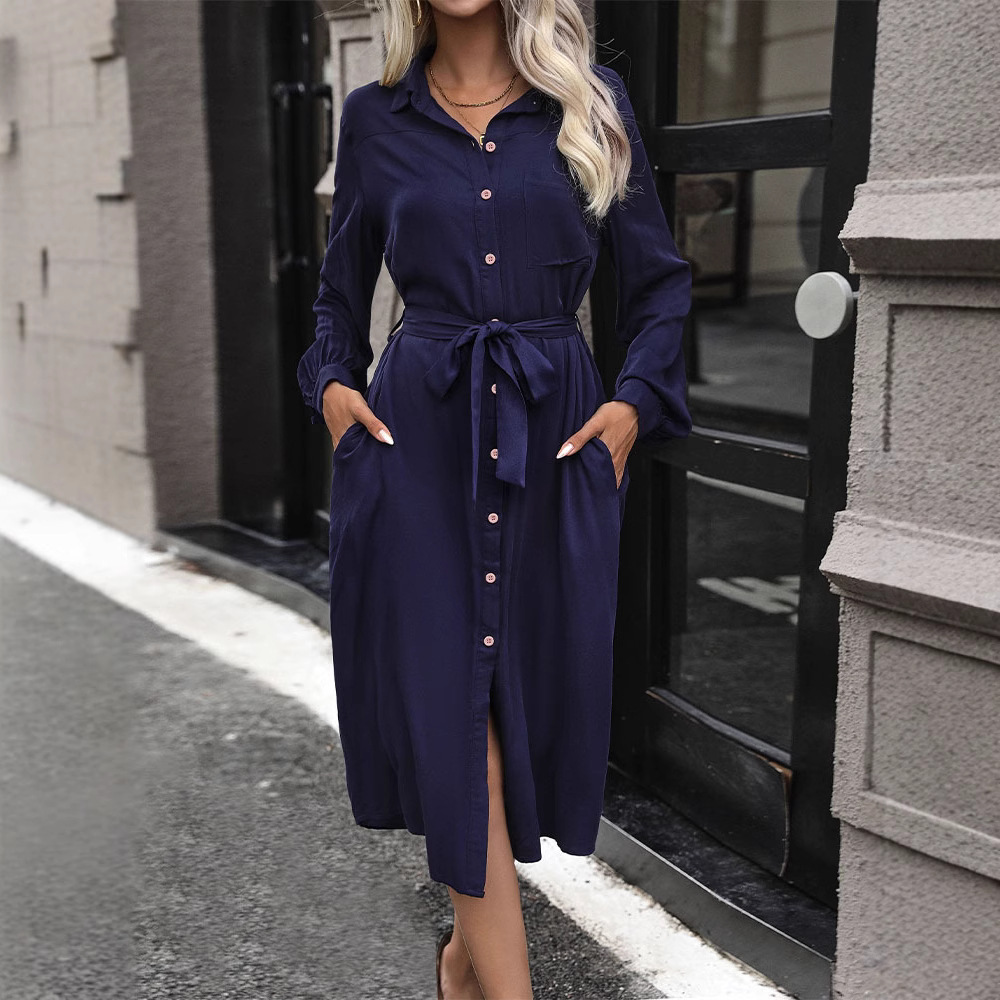 Latinoamérica transfronteriza tiktok nueva camisa de otoño falda de mujer de viaje al trabajo casual vestido de manga larga