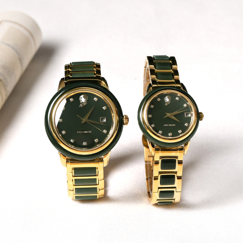 和田玉机械表青玉男款玉石手表纪念表名人伟人头像夜光防水玉腕表