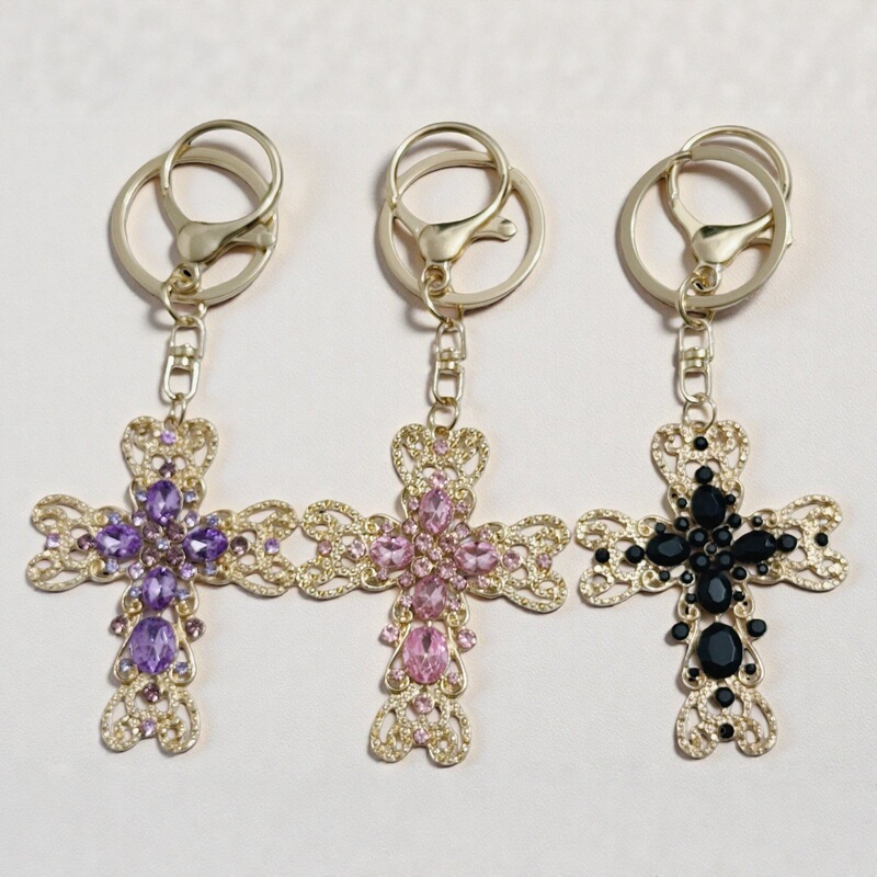 Diamond Cross Keychain Bag Pendant Diamond Car Keychain Crystal Creative Circle Cute Women's Bag Gift Diamond Cross Keychain Bag Pendant Diamond Car Keychain Crystal Creative Circle Cute Women's Bag Gift