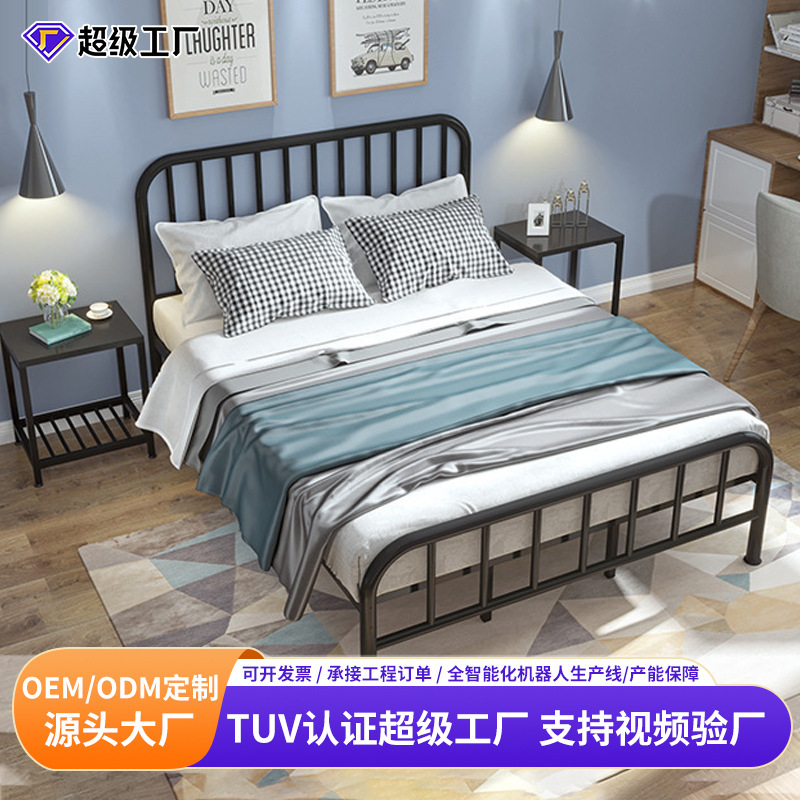 B&B Apartment Single and Double Wrought Iron Beds Modern Minimalist Rental House Home Iron Frame Bed Hotel Dormitory Metal Iron Bed