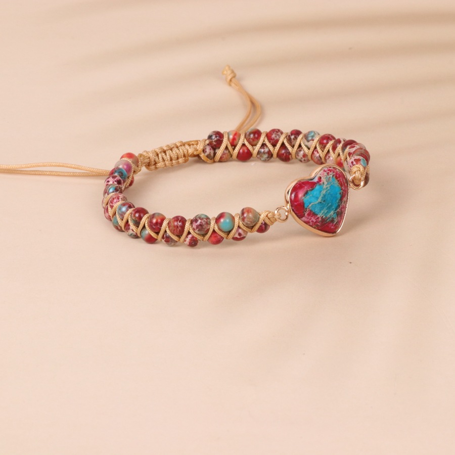 8g Weight Bracelets Classification 1 Piece Quantity 1 Piece Simple Style Heart Shape Turquoise Glass Knitting Bracelets