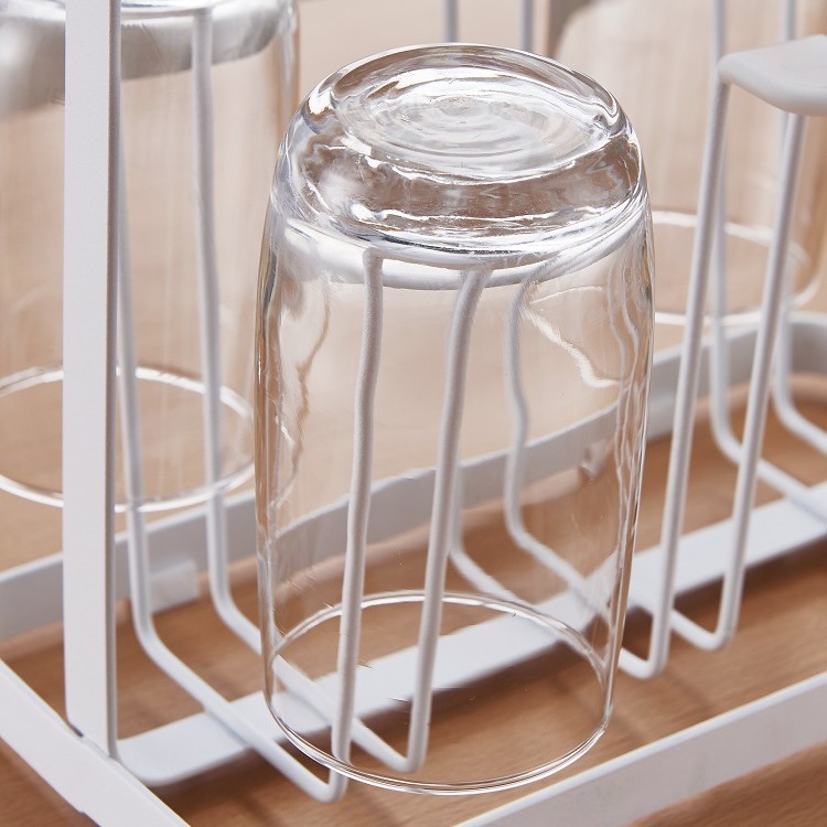 Personalizado estilo japonés de escritorio seis tazas de cocina estante de metal hierro forjado almacenamiento de drenaje colgante de tazas