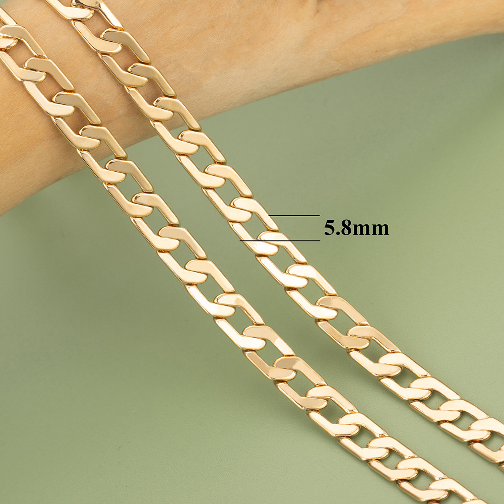 18K Gold Plated Plating Material 1 Piece Copper 18K Gold Plated Cuban Link Chain Curb Chain Polished 5mm Jewelry Accessories