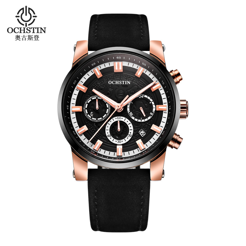 Ochstin's Popular Spot Three-Eye Luminous Waterproof Luxury Business Watch Large Dial Fashion Men's Watch