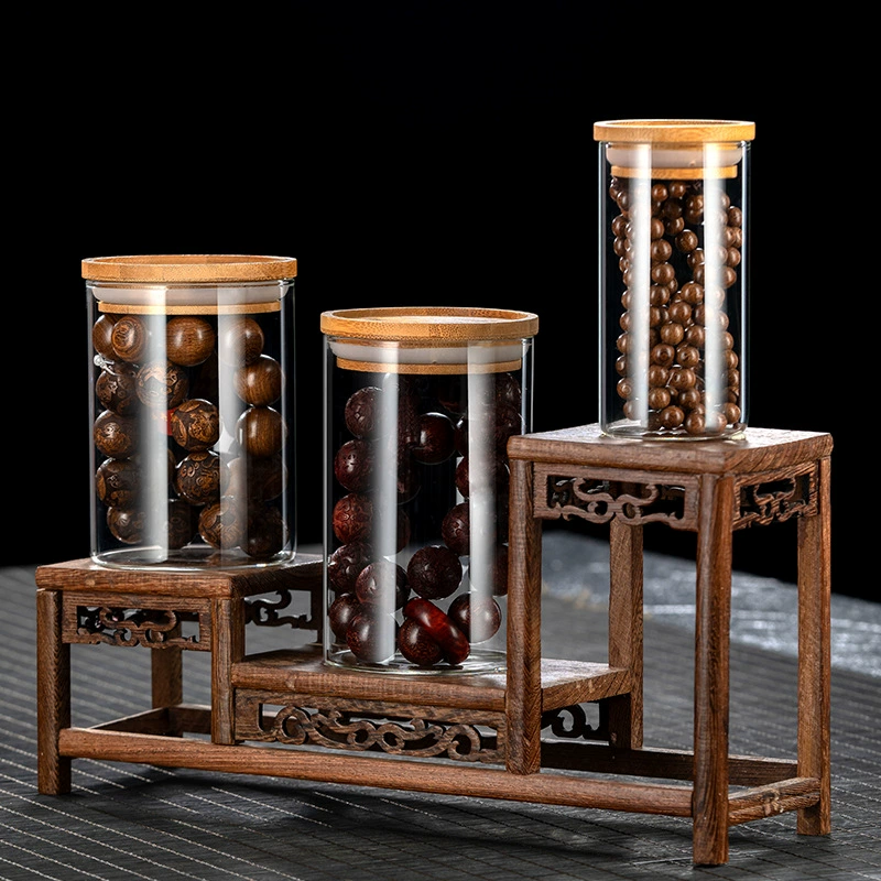 Герметичная банка для хранения и демонстрации буддийских бусин, грецких орехов, сушеной кожуры мандарина, агарового дерева и сандалового дерева.