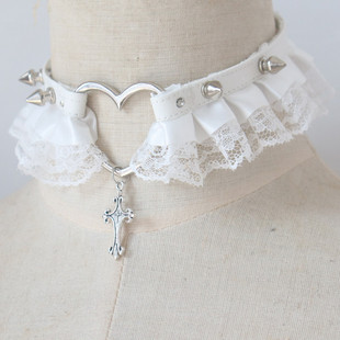 Subculture Punk Punk Lace White Gothic Butterfly Cross Collar Necklace Necklace