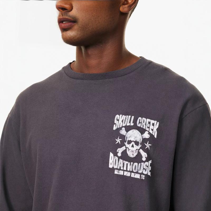 Galería de Dep. SKULL CREEK L / S TEE Surfing Skull American High Street Made Old Long Sleeve image 5