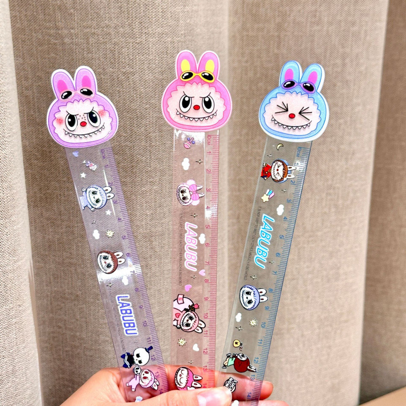 Nuevo 15 cm de regla recta lindo dibujo animado no niños estudiantes regla de plástico transparente regalos del 1 de junio