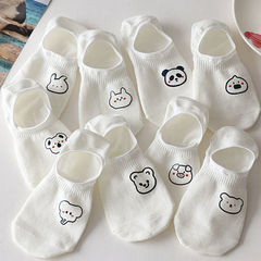 White animal socks women's boat socks shallow mouth low-cut summer thin solid color Japanese silicone non-slip non-falling socks