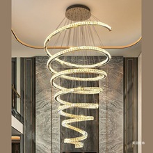 批发别墅大吊灯客厅挑高跃层水晶loft复式楼中空旋转楼梯灯长吊灯