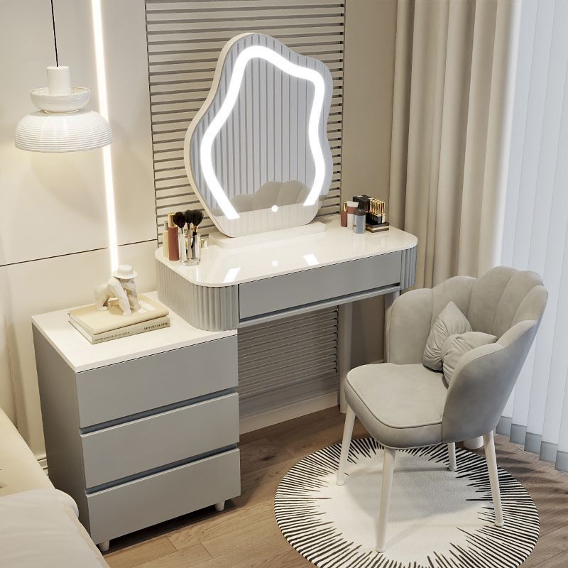그레이 80 테이블 + 캐비닛 + 거울 + 꽃잎 의자