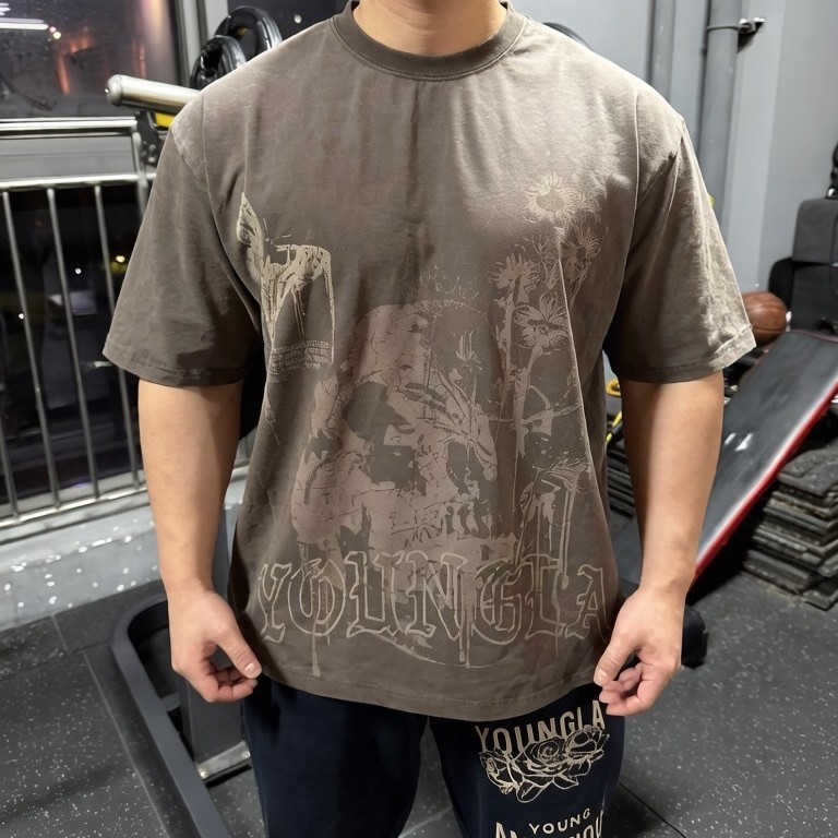 YoungLA T-shirt Graphic Logo Brown