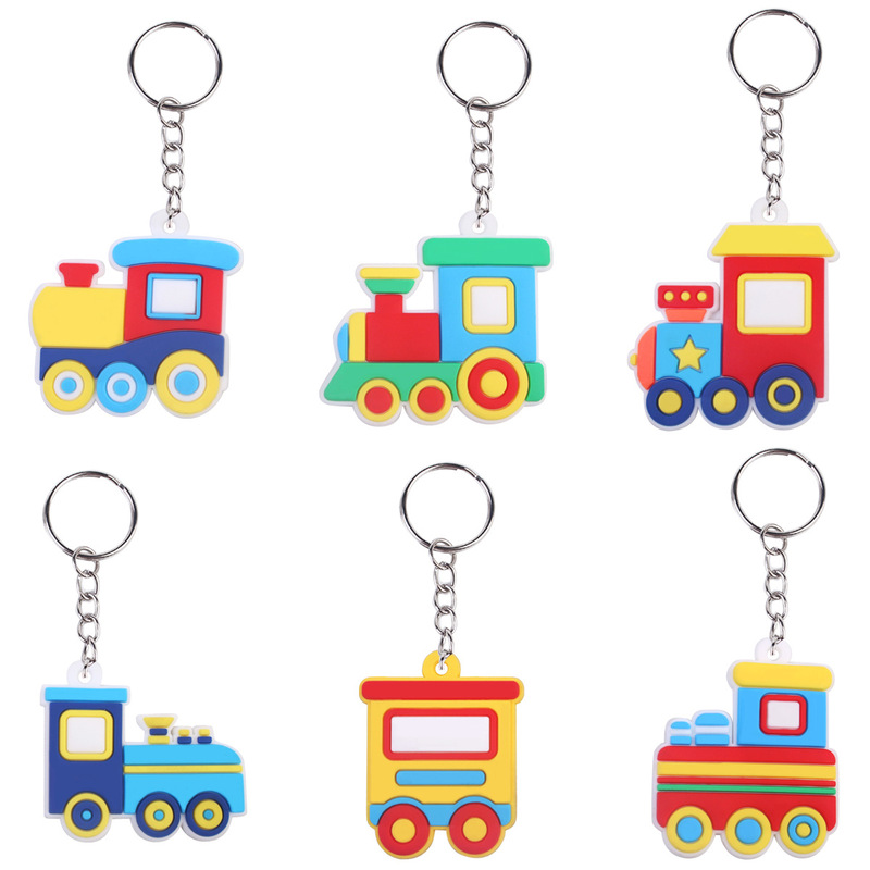 Pvc Soft Rubber Train Keychain Cartoon School Bag Decoration Amazon Aliexpress Cross-Border Style Era Memories Train