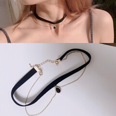 レトロな黒いアクリル鎖ベルベット首輪女性首アクセサリーchoker
