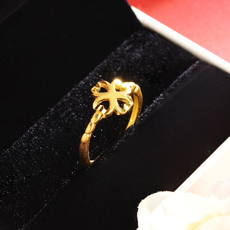 Anillo de oro de la arena de las mujeres de largo tiempo no se desvanece diseño de nicho nudo chino elegante simple moda anillo de las mujeres de imitación de joyería de oro