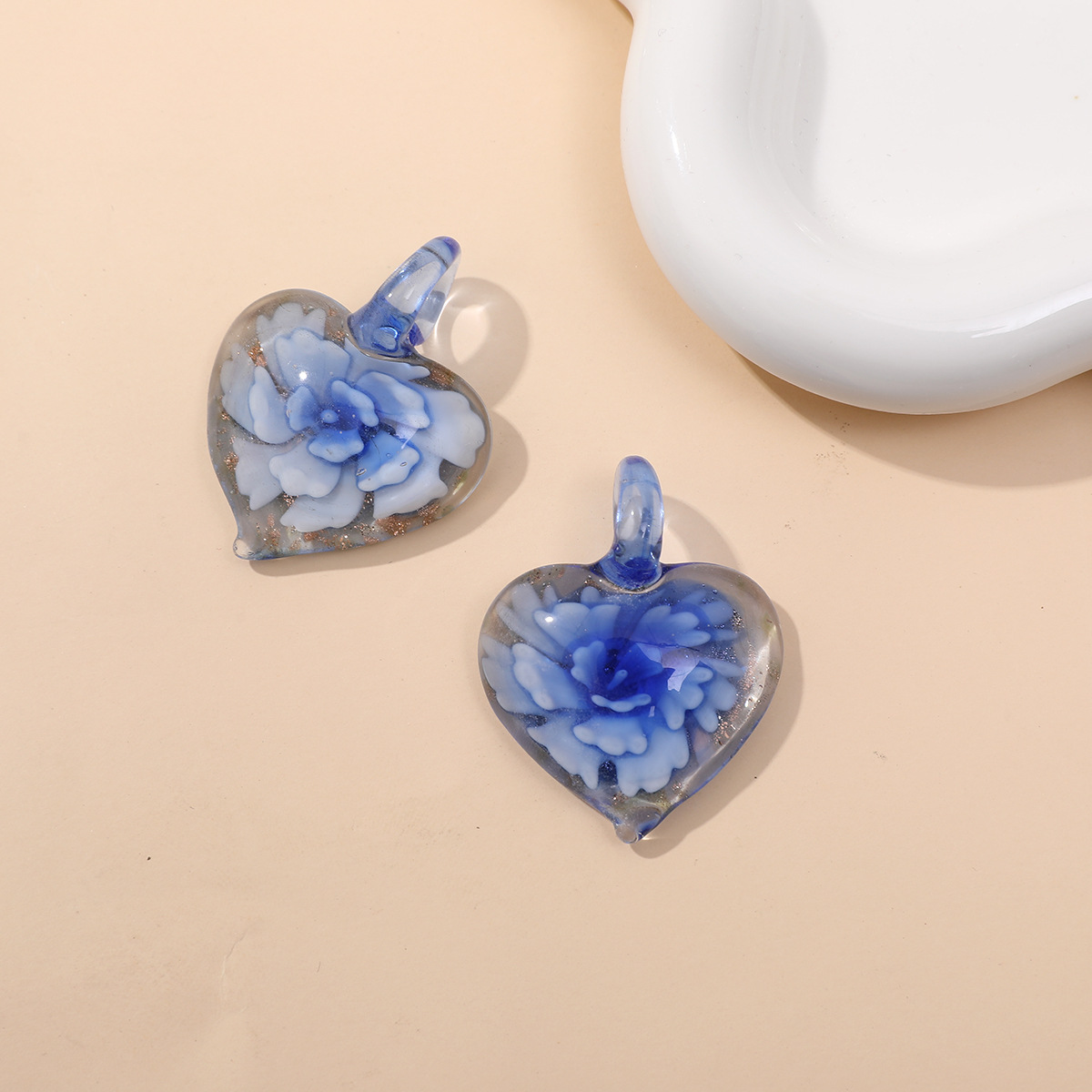16g Weight Pendant Jewelry Making Type 36*47mm Jewelry Making Size DIY Jewelry Accessories Classification 1 Piece Quantity glass Material Heart Shape, Flower Pattern Simple Style Style 1 Piece 36*47mm Glass Heart Shape Flower Pendant 13