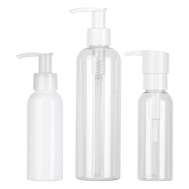 Xumin 100mL botella secundaria de hombro redondo transparente 250ml bomba de presión blanca botella de prensa botella de loción blanca para mascotas de plástico
