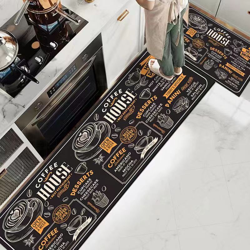 Kitchen Special Absorbent Floor Mat Wear-resistant Dirty-resistant Foot Mat Simple Oil-absorbing Long Mat New Retro Easy-care Carpet