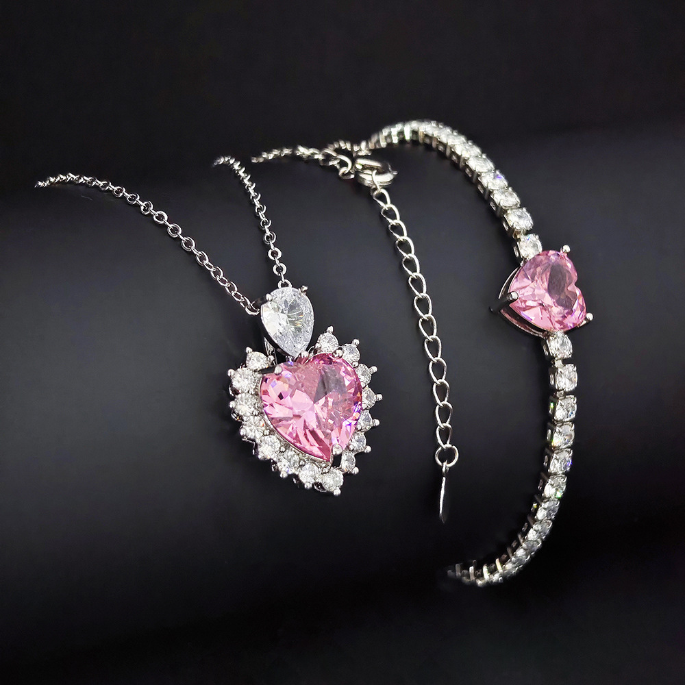 Bracelets, Necklace Classification Wholesale Jewelry Elegant Simple Style Heart Shape Copper Plating Bracelets Necklace Cable Chain