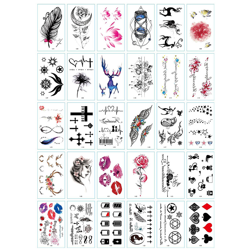 Pequeñas pegatinas de tatuajes de flores impermeables frescas, tatuajes de hombres y mujeres sexy, cicatrices desechables, pegatinas de tatuajes de rosas personalizadas