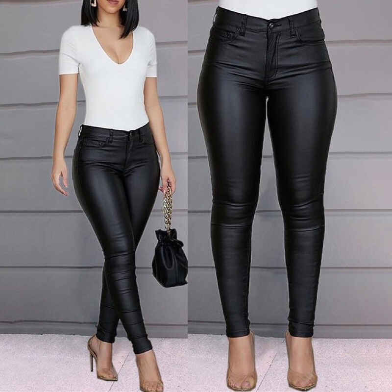 2026 Cross-Border European and American Foreign Trade Women's High-Waisted Slim-Fit Skinny Pants, High-Waisted Slim-Fit Solid Color Pu Stretch Leather Pants, Sexy 2026 Cross-Border European and American Foreign Trade Women's High-Waisted Slim-Fit Skinny Pants, High-Waisted Slim-Fit Solid Color Pu Stretch Leather Pants, Sexy