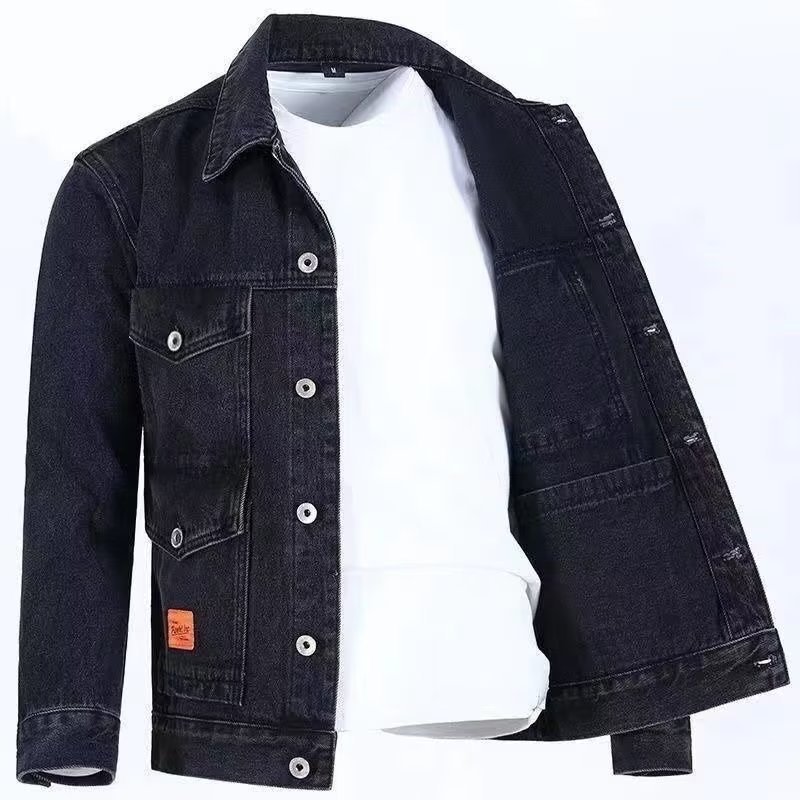 Loose Tooling Functional Vintage Jacket Washed Large Size Spring and Autumn Men's Jeans Fashionable Cotton Denim Jacket for Men