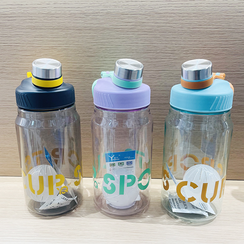 Taza de agua deportiva de plástico anticaídas de gran capacidad portátil para estudiantes de género creativo coreano taza espacial portátil resistente a altas temperaturas