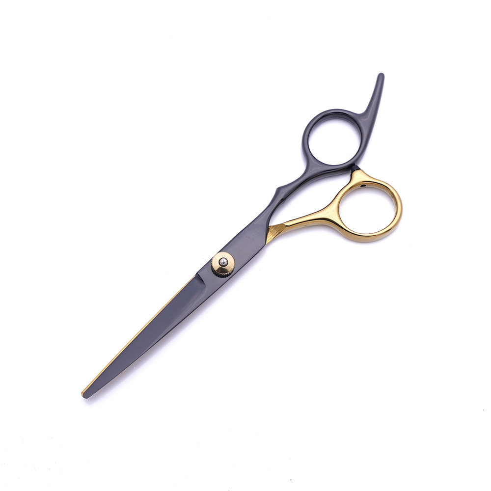 Fábrica directa de tijeras de corte de pelo de oro negro, tijeras de corte de pelo planas especiales, tijeras de corte de pelo delgadas, set de tijeras de corte de pelo domésticas