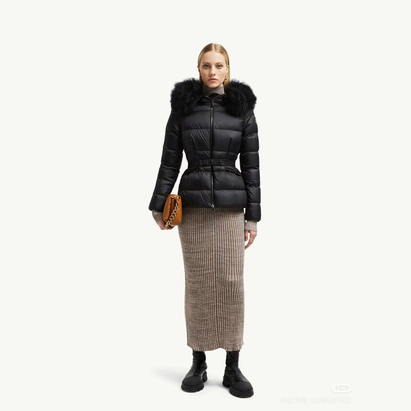 Mengjia boed women's down jacket with fur collar, mid-length, hooded, slim fit, waist-cinching, slimming, with belt, short style Mengjia boed women's down jacket with fur collar, mid-length, hooded, slim fit, waist-cinching, slimming, with belt, short style