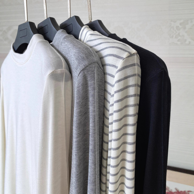 Lyocell + Sheep Wool, Soft and Skin-Friendly, Small Round Neck, Slimming Look Bottoming Shirt for Women, Autumn and Winter Needle Wholesale Delivery