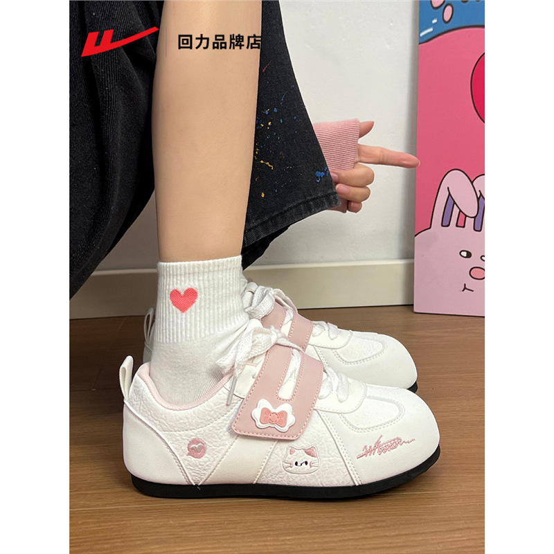 Warrior-Style Casual Shoes Versatile Cute Trendy Women's Shoes 2026 Summer New Cat Embroidery Velcro White Sneakers Warrior-Style Casual Shoes Versatile Cute Trendy Women's Shoes 2026 Summer New Cat Embroidery Velcro White Sneakers