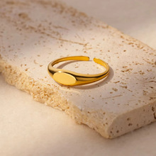 欧美跨境18K金韩式极简风线条不锈钢女士开口戒指珠宝指环rings