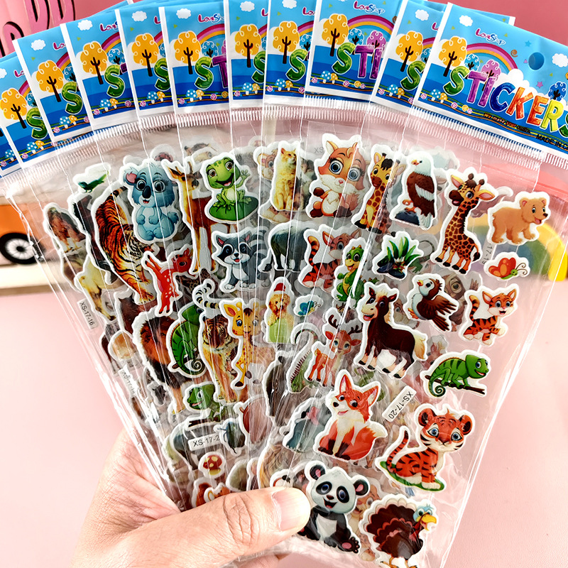 Pegatinas de burbujas de dibujos animados para niños Sanrio Kapibala Ice Animal Dinosaur Cars 3D Pegatinas estéreo