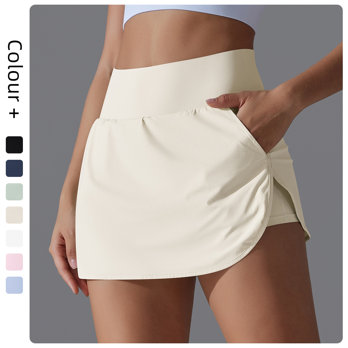 New Sports Short Skirt Women's Anti-walking Summer Outdoor Badminton Tennis Skirt Fake Two-piece High Waist Yoga Skirt Quick-drying