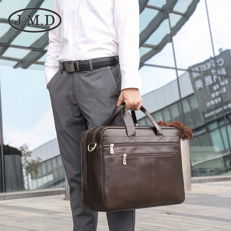 Jiameda Herren-Handtasche aus echtem Leder mit YKK-Reißverschluss, 15,6 Zoll, großartige modische Business-Reisetasche_voghion.com