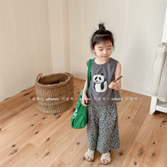 2024 Children's Clothing Summer Korean Style Sleeveless Cartoon Print T-Shirt Girls Boys Bottoming Shirt 123229