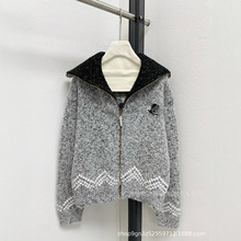 秋冬外套毛呢水貂绒宽松中老年女装新款妈妈大衣加厚时尚针织开衫