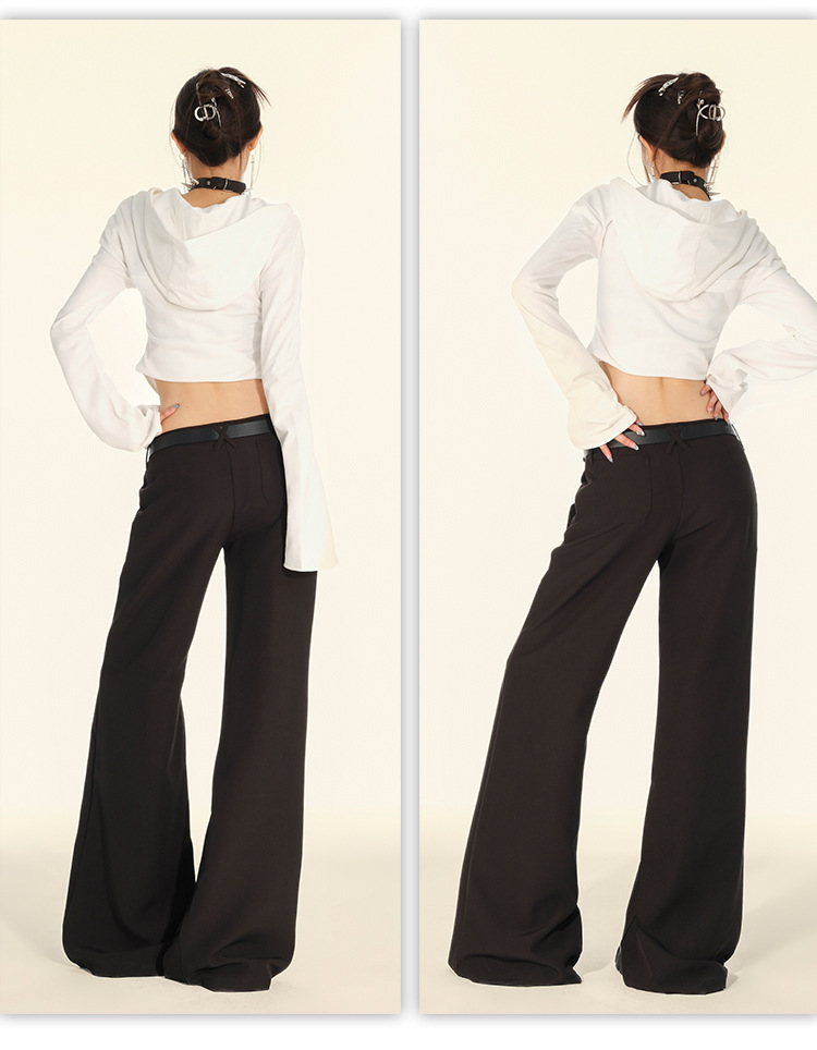 垂感宽松低腰喇叭西裤女2024秋季新款显瘦微喇休闲裤女(配腰带）详情21
