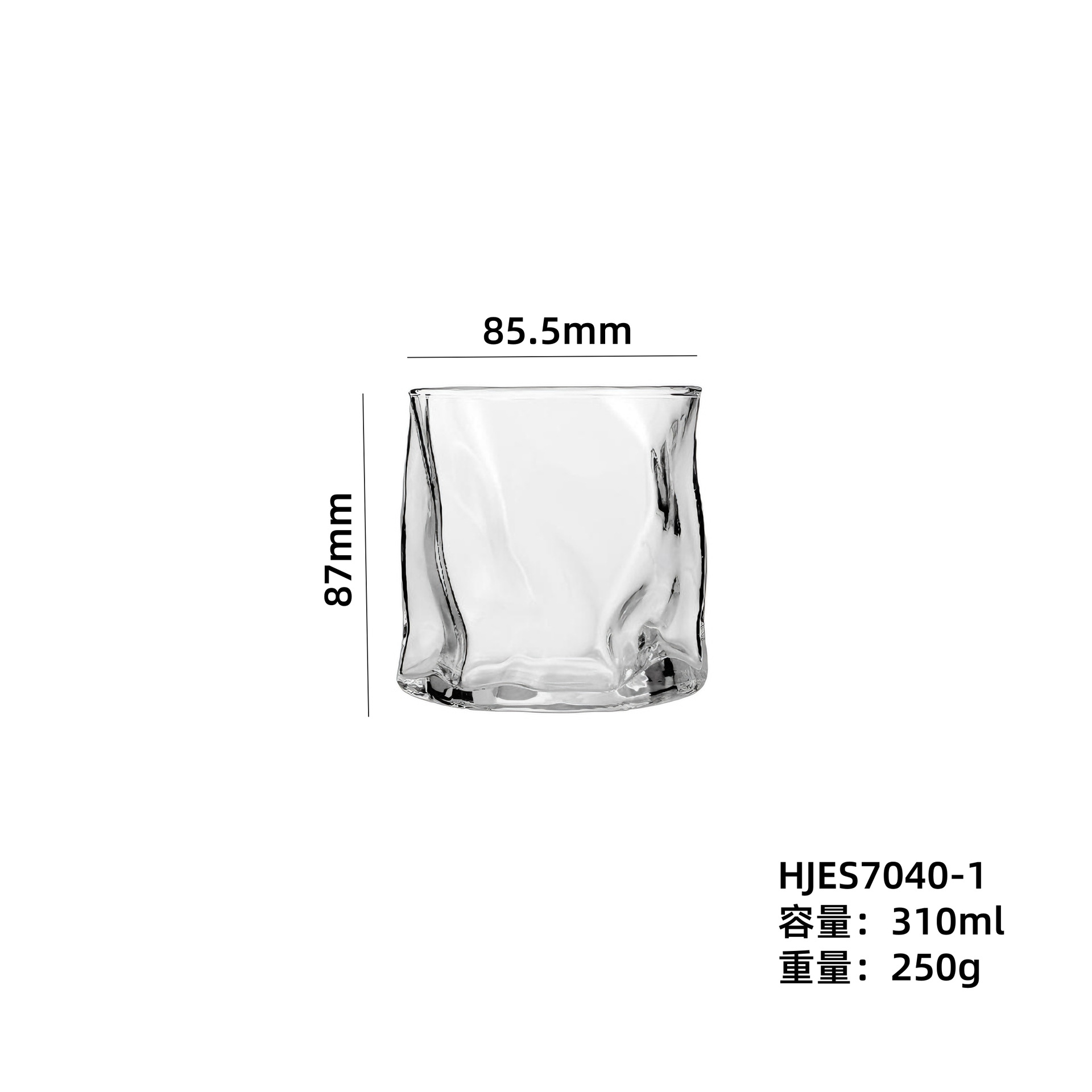 Vaso de whisky al por mayor irregular onda copa de agua copa de vidrio copa de bebida copa de vino copa de cerveza logotipo