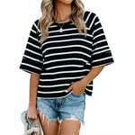 Camiseta Holgada Informal de Manga Campana con Estilo Nuevo y Color Sólido en Patchwork, Éxito de Ventas en Amazon Europeo y Americano 2025 para Mujer