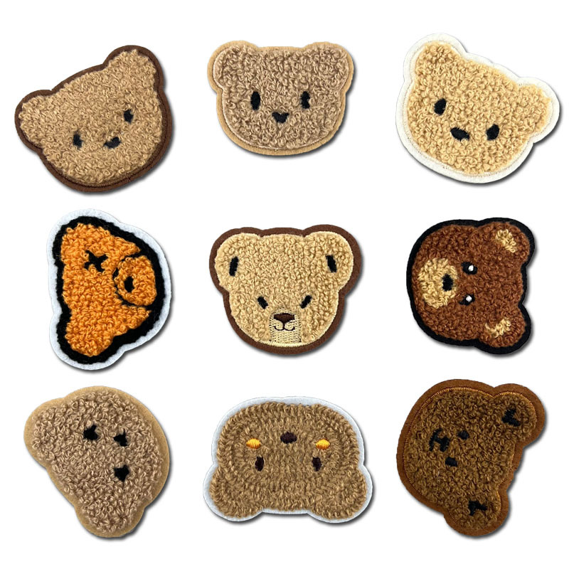 小熊头布贴 羽绒服装饰补丁贴动物小熊头刺绣修补贴