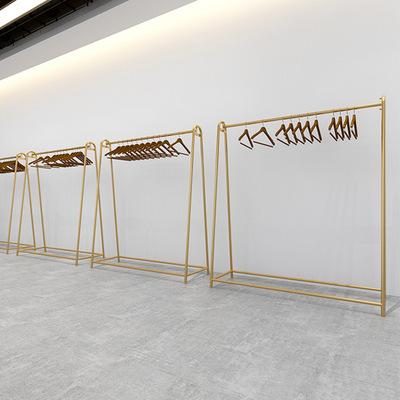 Clothing store shelf women's clothing children's clothing Golden clothes drying special iron hanger floor wedding dress rack Clothing store shelf women's clothing children's clothing Golden clothes drying special iron hanger floor wedding dress rack