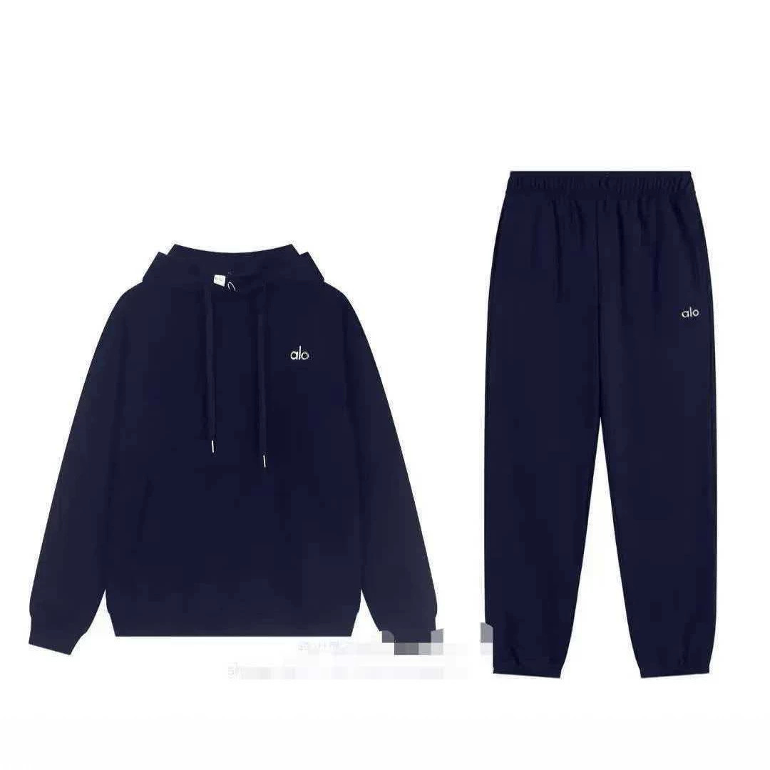 26 Cross-Border New Model Alo Autumn and Winter Sports Hooded Sweatshirt with Logo Label, Loose Fit Unisex Sweatshirt Set