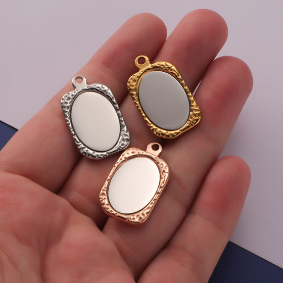 Cross-border Hot-selling Mirror Stainless Steel Mirror Geometric Accessories DIY Glossy Laser Engraving Simple Pendant