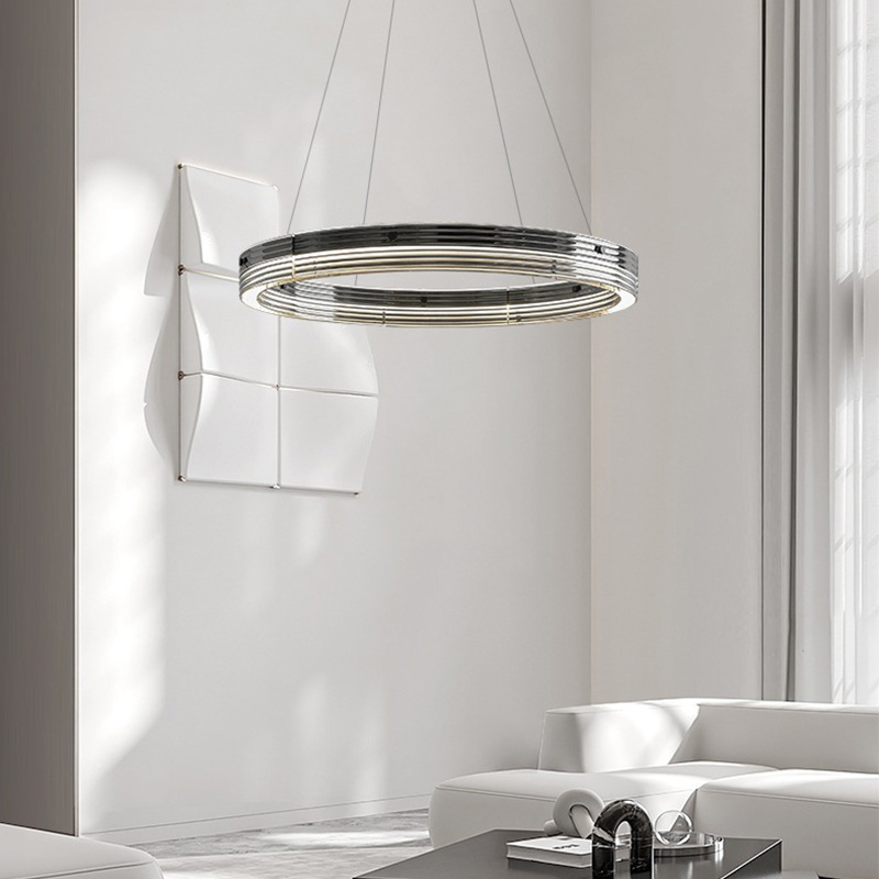 Lámpara de la sala de estar minimalista italiana moderna anillo de vidrio minimalista nórdico de alta gama comedor modelo de dormitorio lámpara de habitación