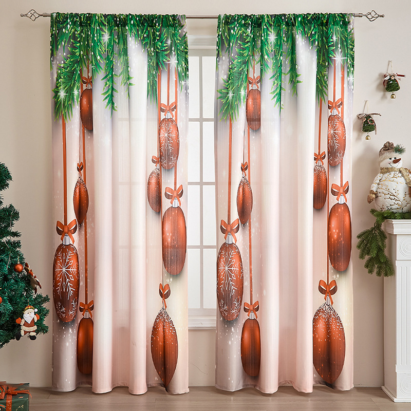 New American Christmas Curtains Christmas Theme Printed Cloth Blackout Rectangular Beautification Decorative Fabric Finished Curtains